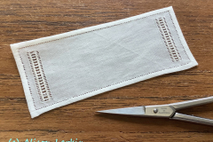 Whitework Table Runner showing scale, 2021